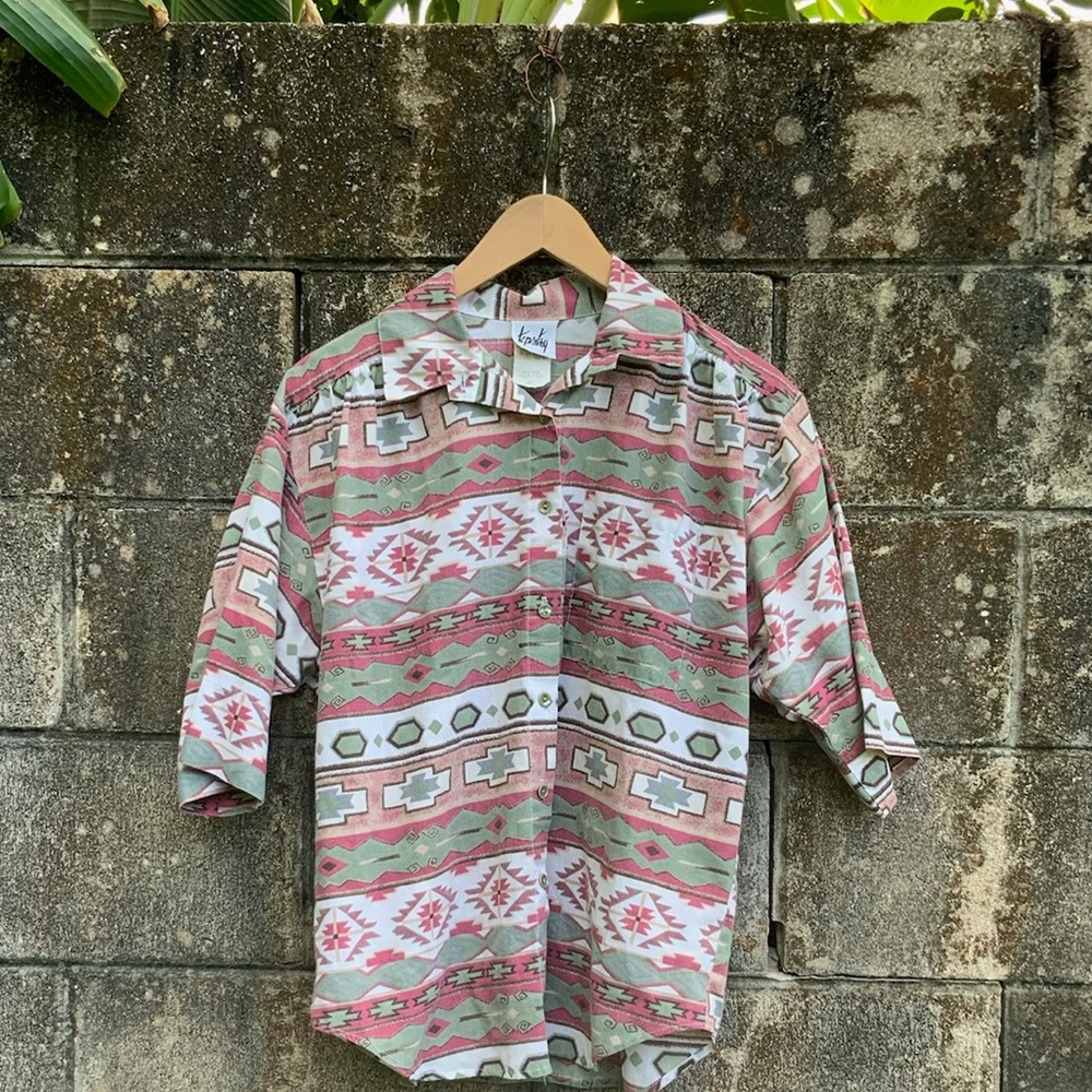 Tapestry - Geometric Pattern Button-Up - image 1